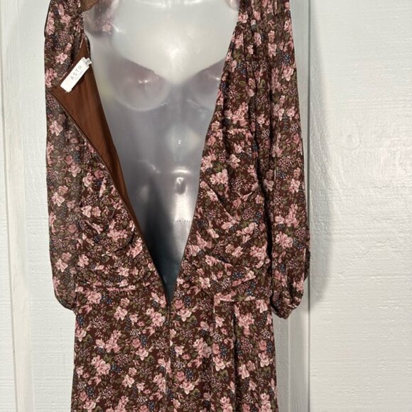 Astr the Label Women’s Brown Sweetheart Neck Long-Sleeve Midi Dress SZ Small N… - Picture 11 of 13